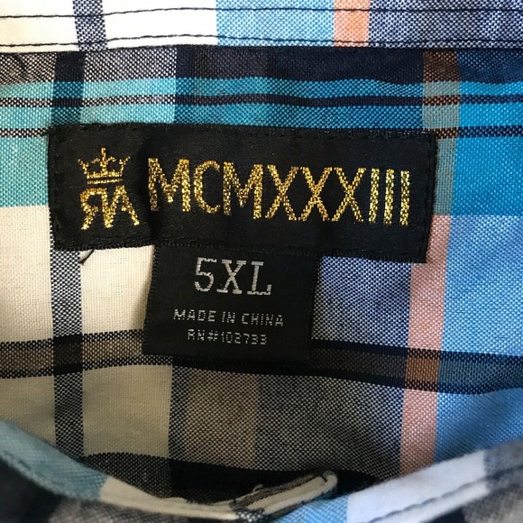 Red Ape Mens Shirt 5XL Multicolor Plaid Short Sleeve NWOT - Picture 11 of 12